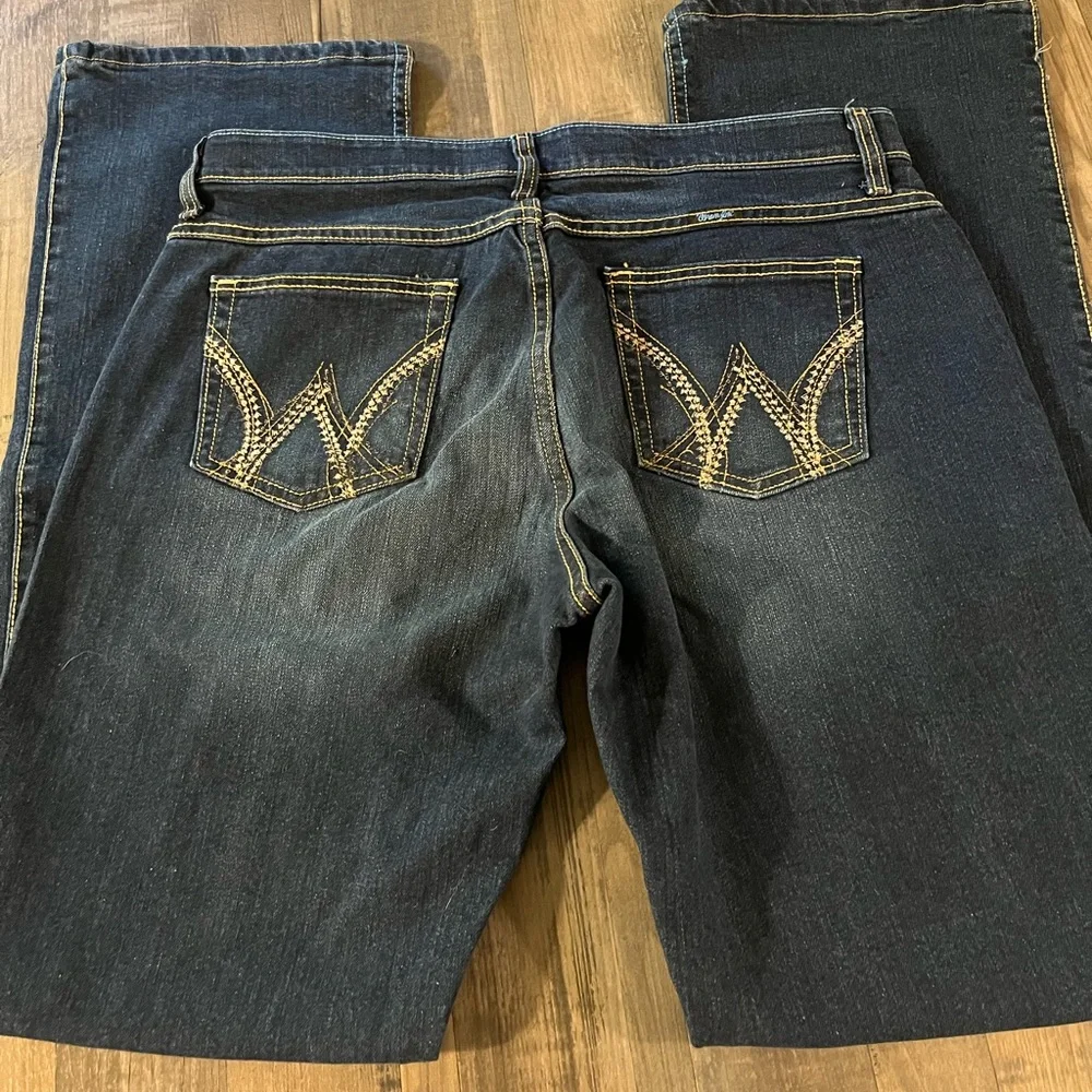 Wrangler Q Baby Women's Dark Blue Boot Cut Jeans Long - Picture 1 of 5